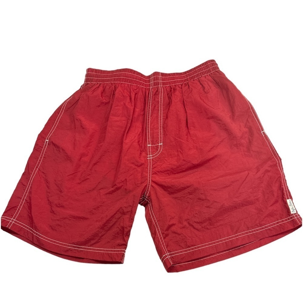 Baja Blue Red Nylon Lined (Polyester) Swim Trunks w/Side Pockets Size M